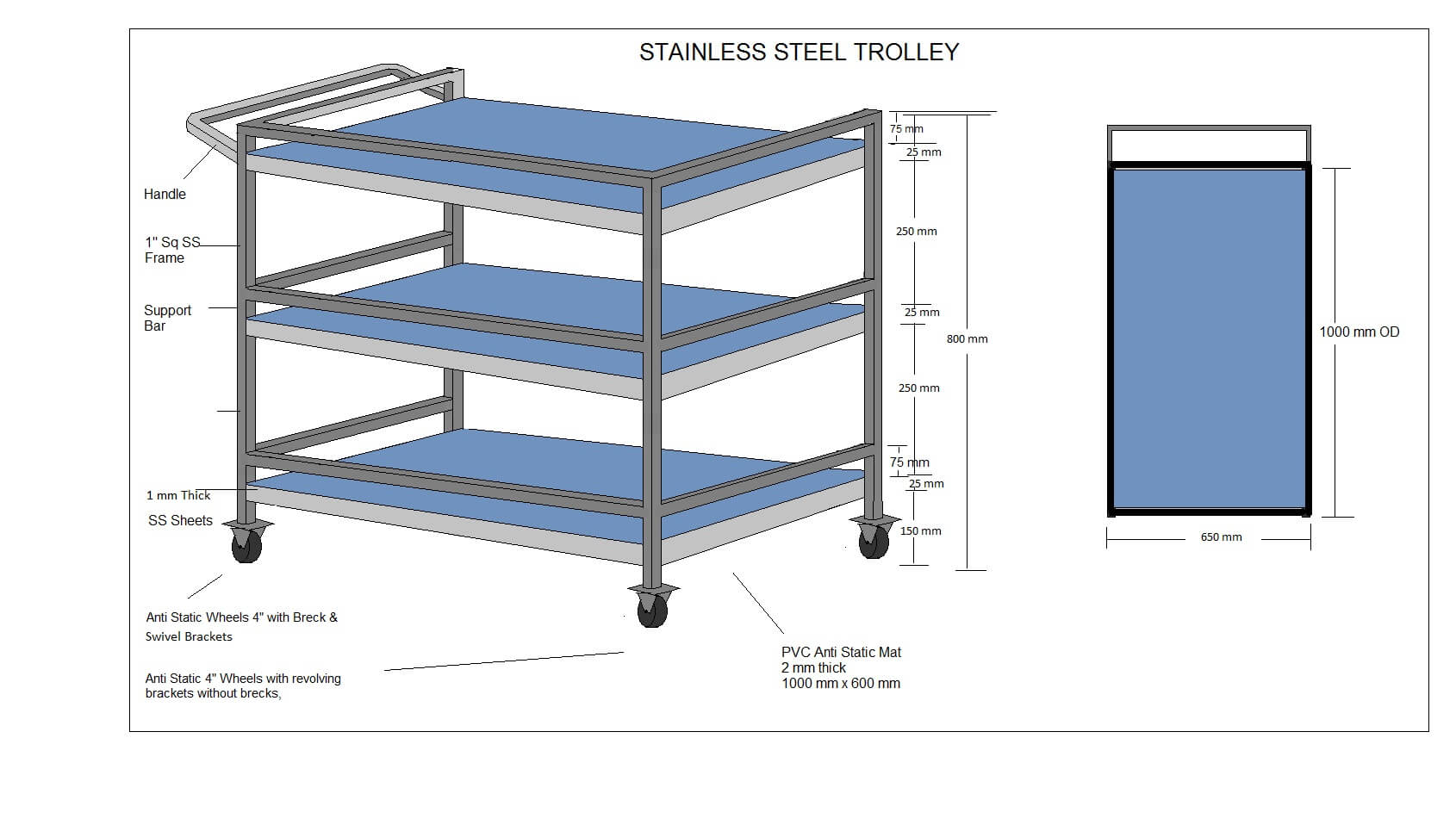 esd trolleyshelves Manufacturers and Exporters