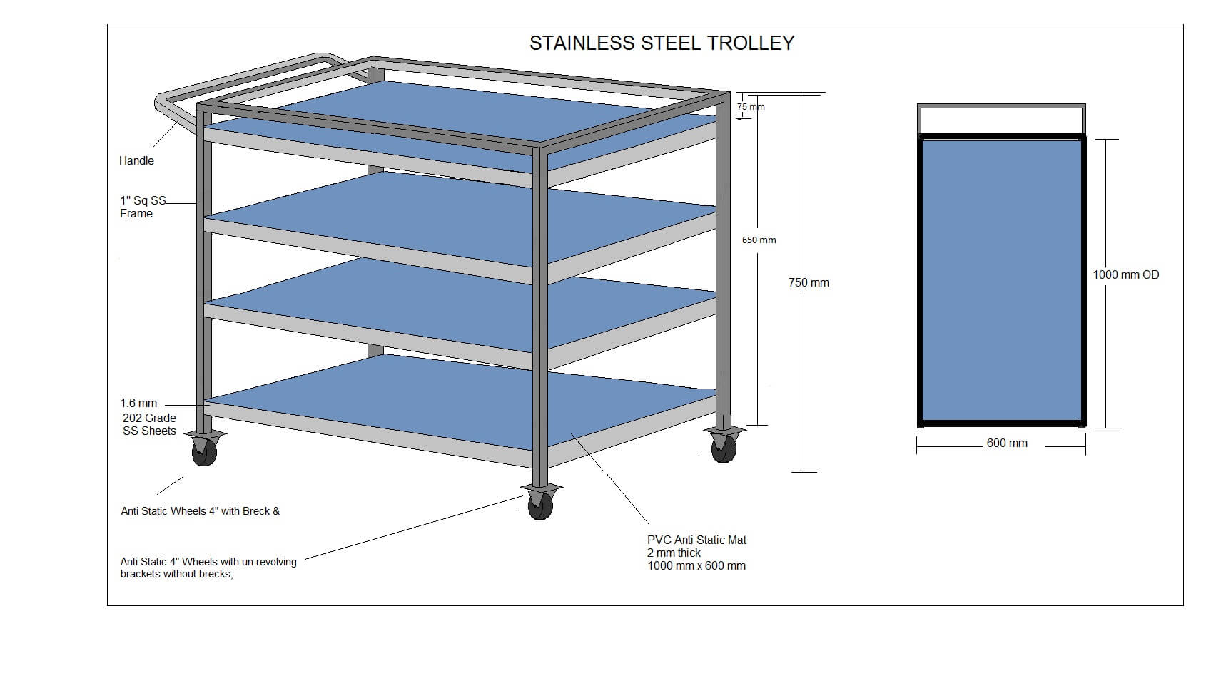 esd trolleyshelves Manufacturers and Exporters