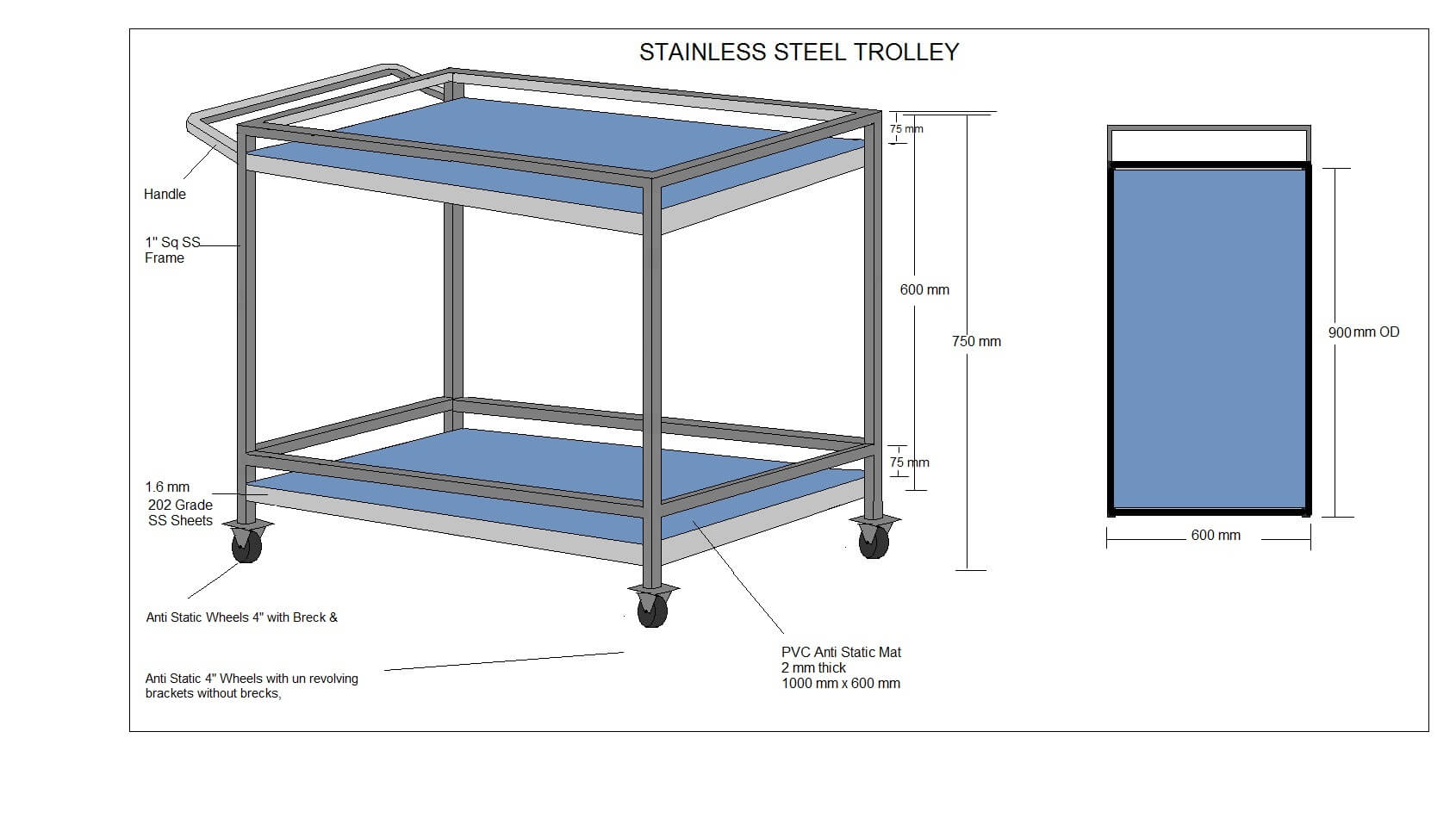 esd trolleyshelves Manufacturers and Exporters