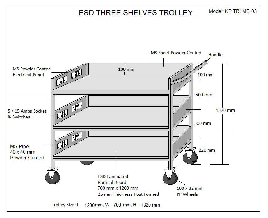 esd trolleyshelves Manufacturers and Exporters