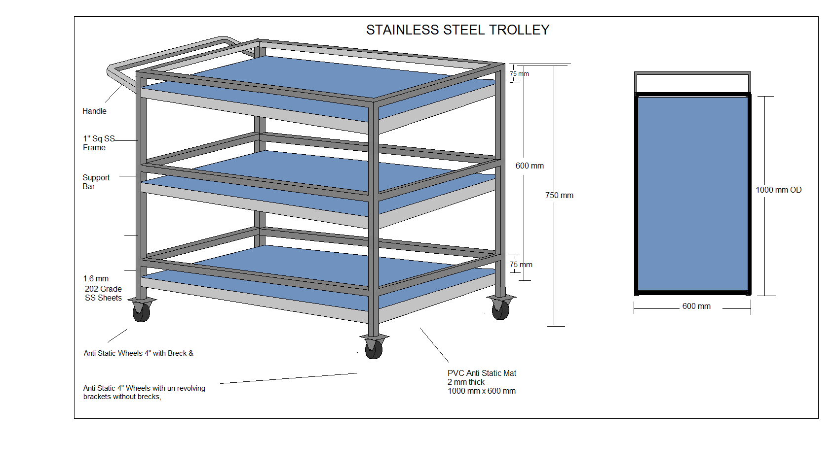 SS Trolley 3Sh